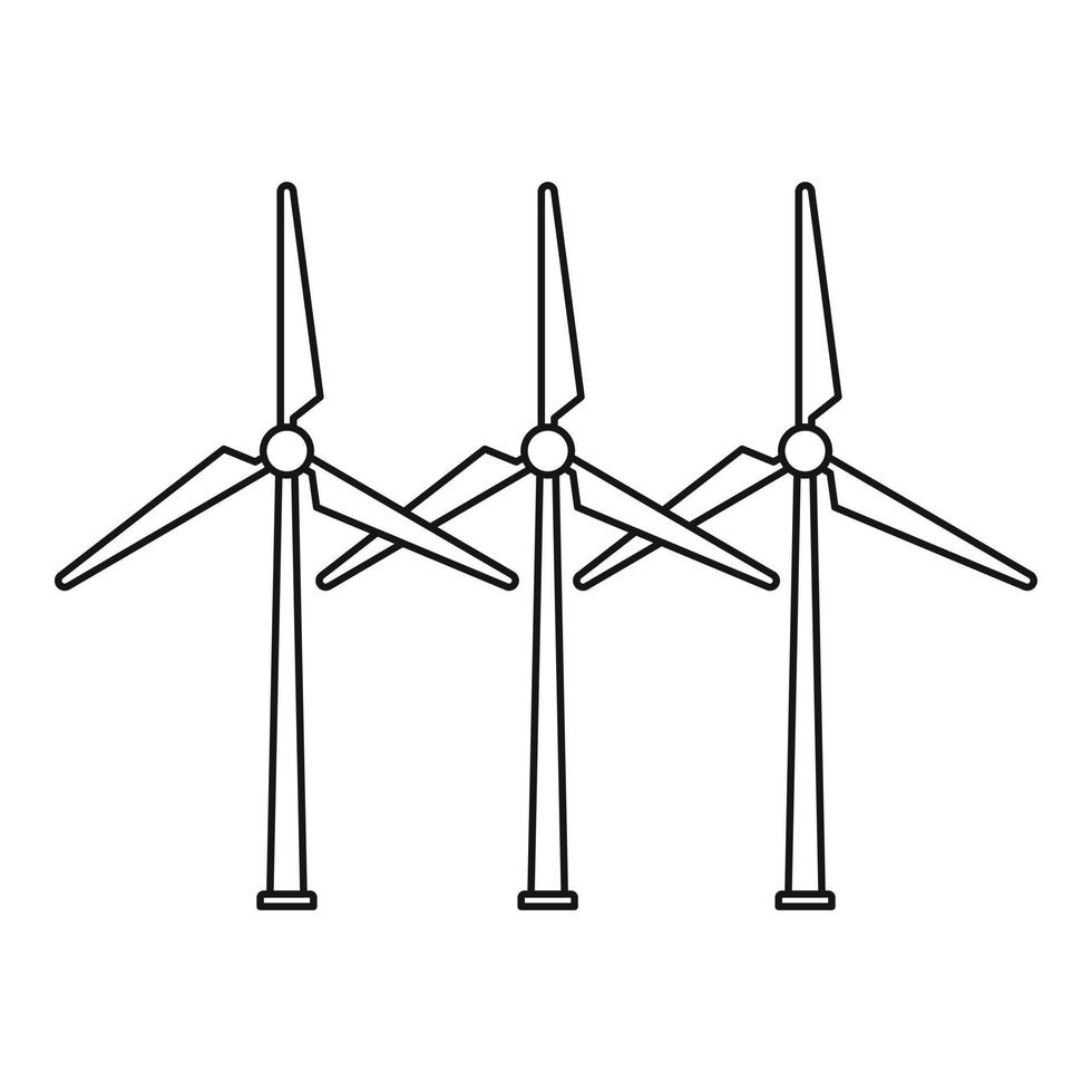 ícone da turbina eólica da torre, estilo do contorno vetor