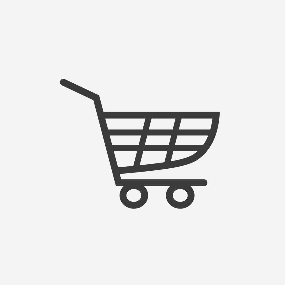 cesta, carrinho, ícone de carrinho de compras on-line vector sinal de símbolo isolado