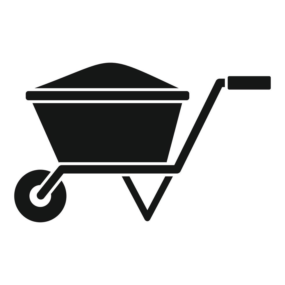 ícone de carrinho de mão de construção, estilo simples vetor
