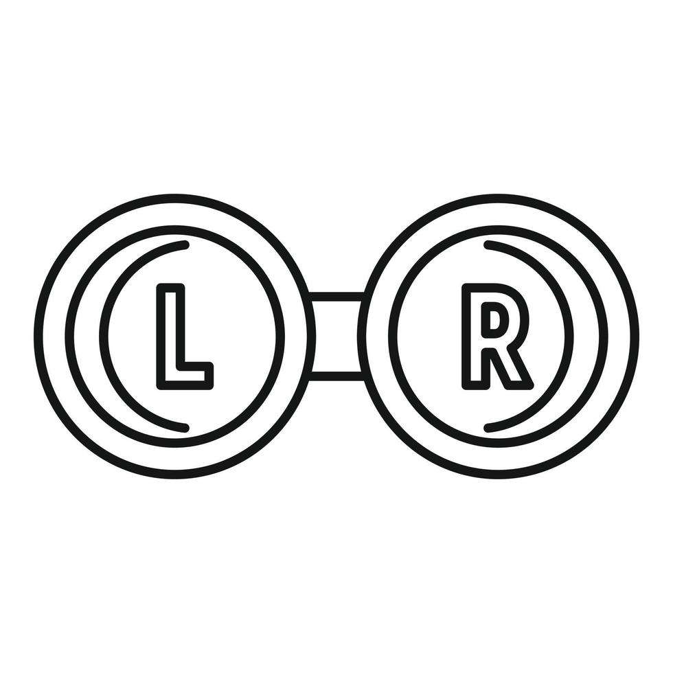 ícone de caixas de lentes oculares, estilo de estrutura de tópicos vetor