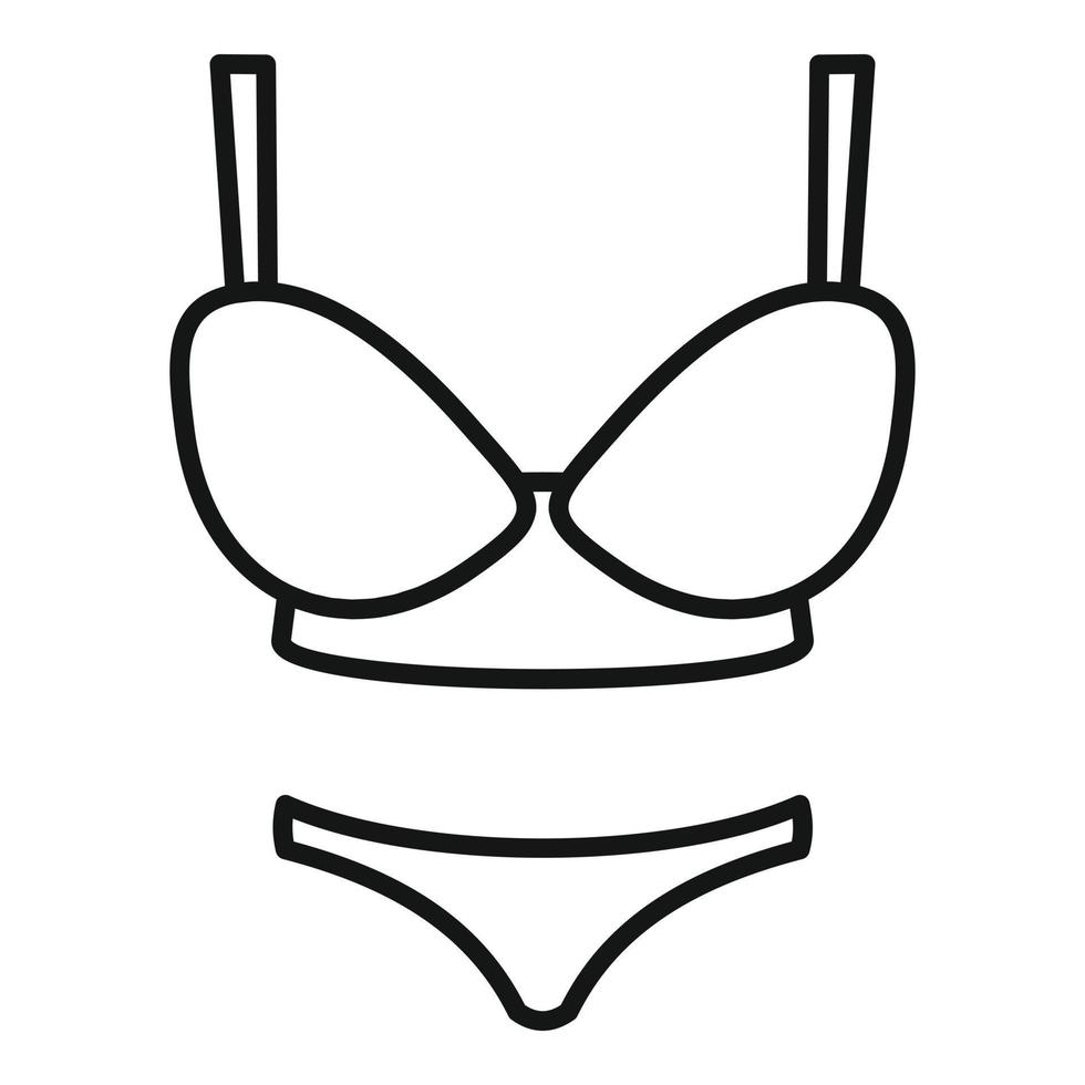 ícone de roupa de banho de mulher, estilo de estrutura de tópicos vetor