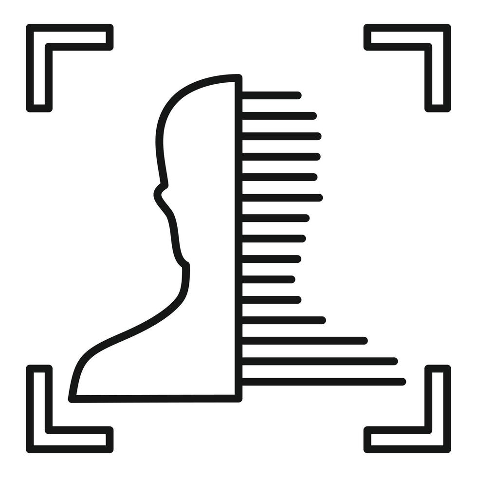 ícone de digitalização de meio rosto, estilo de contorno vetor