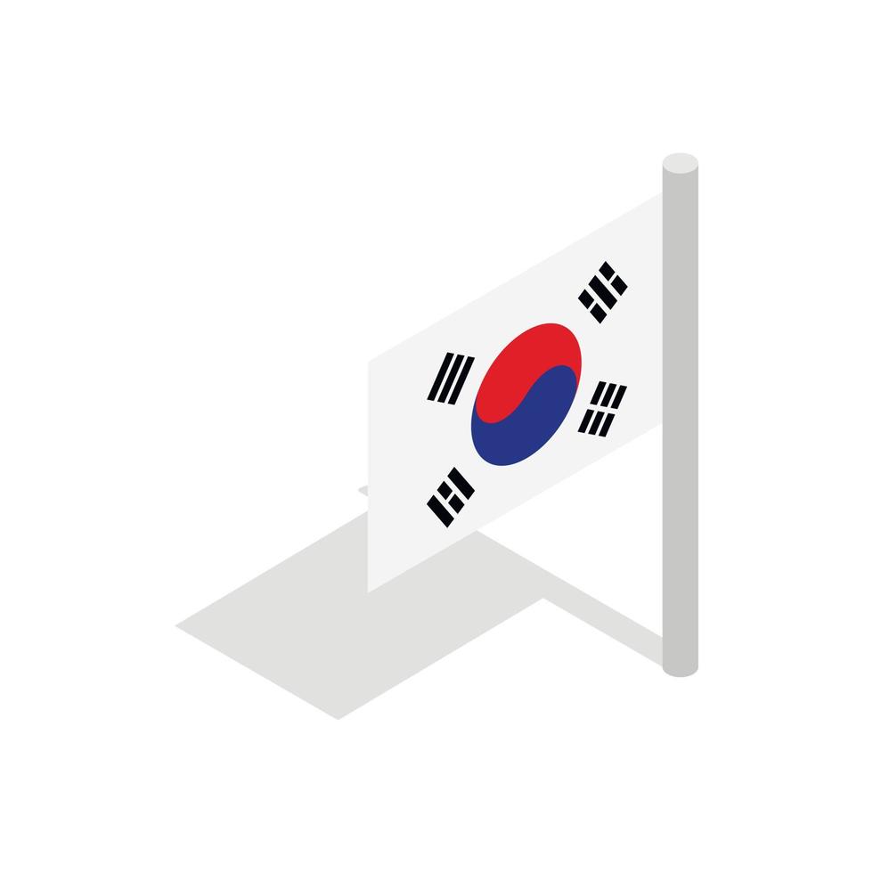 bandeira do ícone da coreia do sul, estilo 3d isométrico vetor