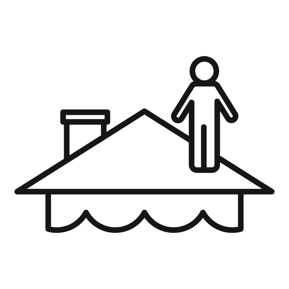 ícone de casa de telhado de inundação, estilo de estrutura de tópicos vetor