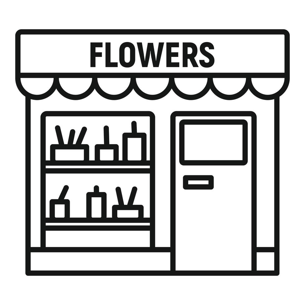 ícone da loja de rua de flores, estilo de estrutura de tópicos vetor