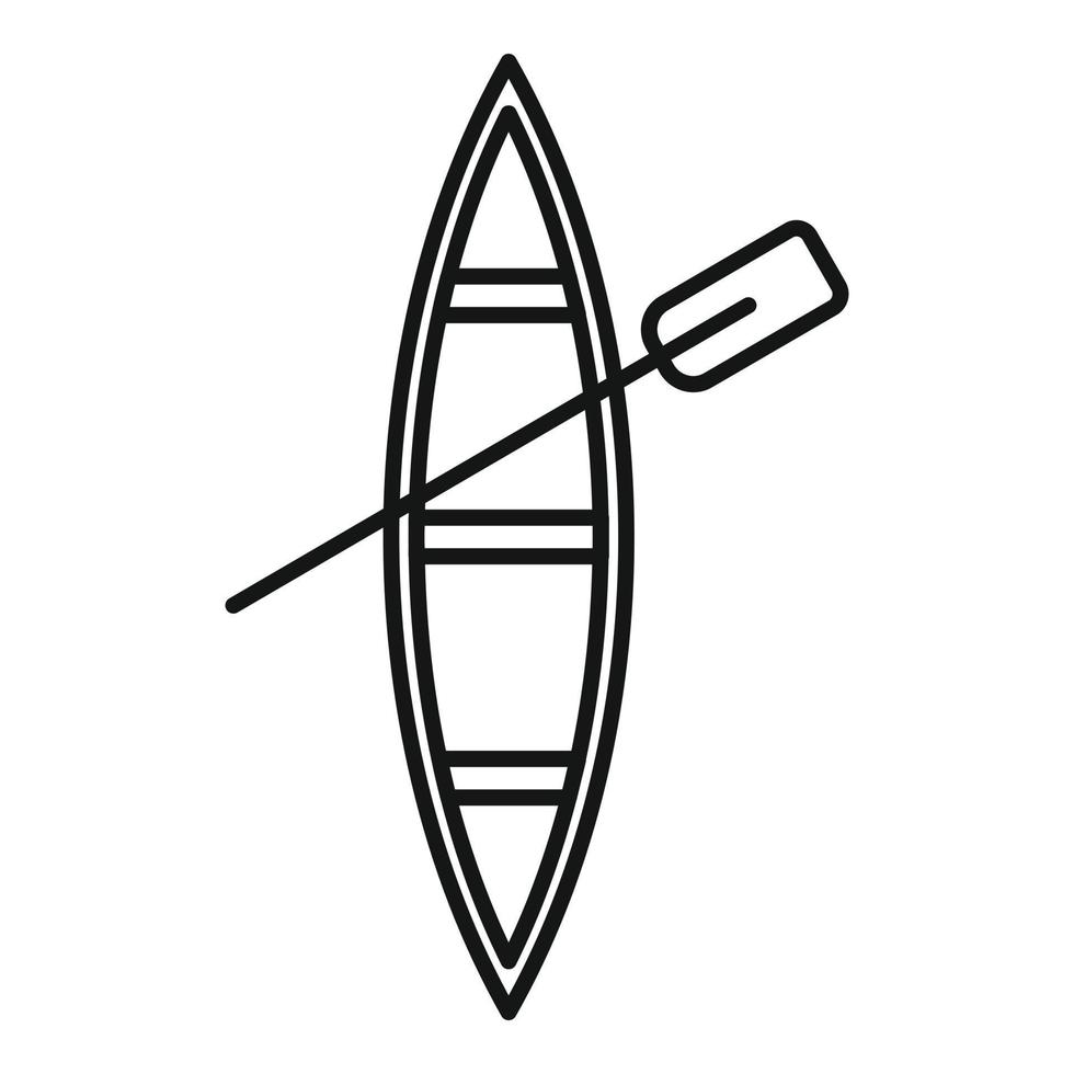 ícone de barco de madeira de vista superior, estilo de estrutura de tópicos vetor