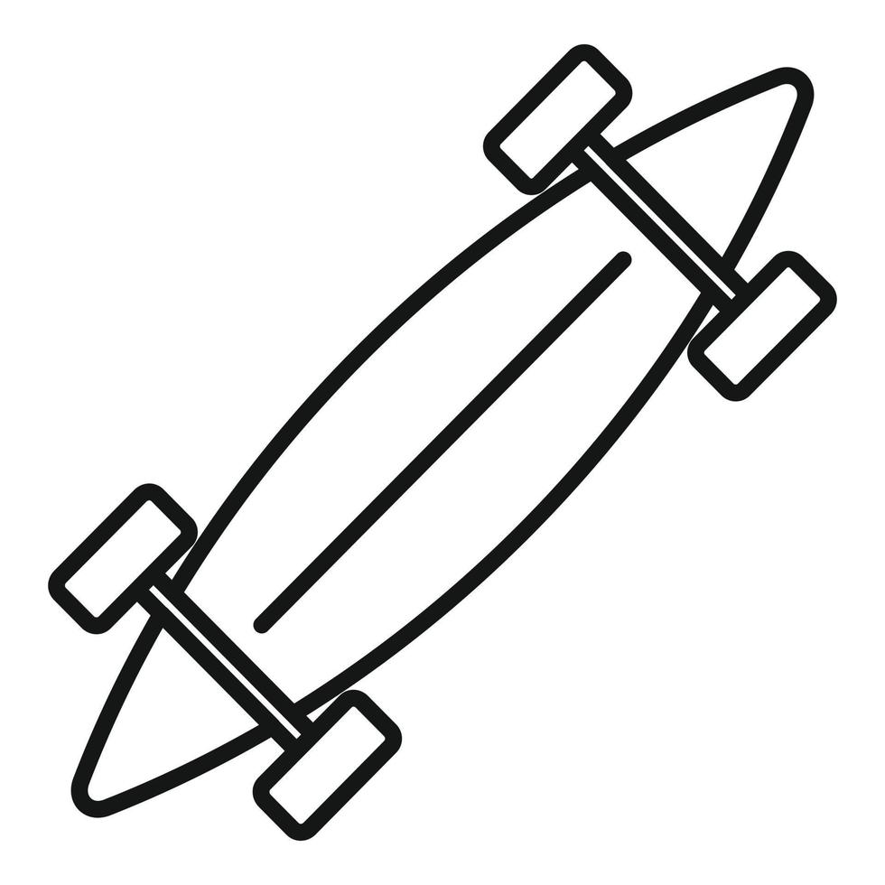 ícone de longboard estreito, estilo de estrutura de tópicos vetor