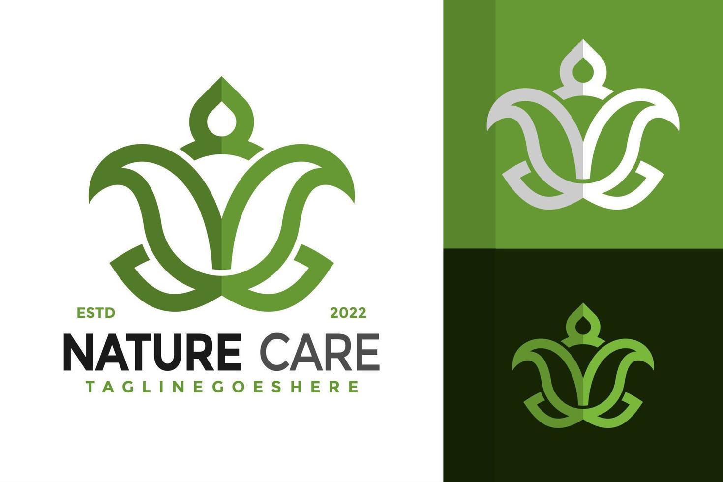 design de logotipo de cuidado ecológico da natureza, vetor de logotipos de identidade de marca, logotipo moderno, modelo de ilustração vetorial de designs de logotipo