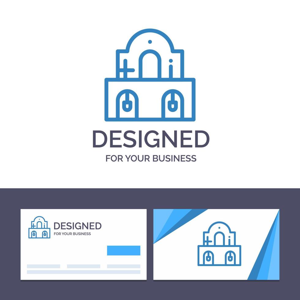 cartão de visita criativo e modelo de logotipo construção de ilustração vetorial de páscoa de igreja de natal vetor