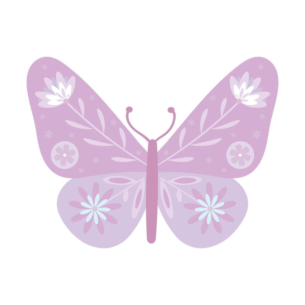 elemento de borboleta desenhada de mão roxa vetor