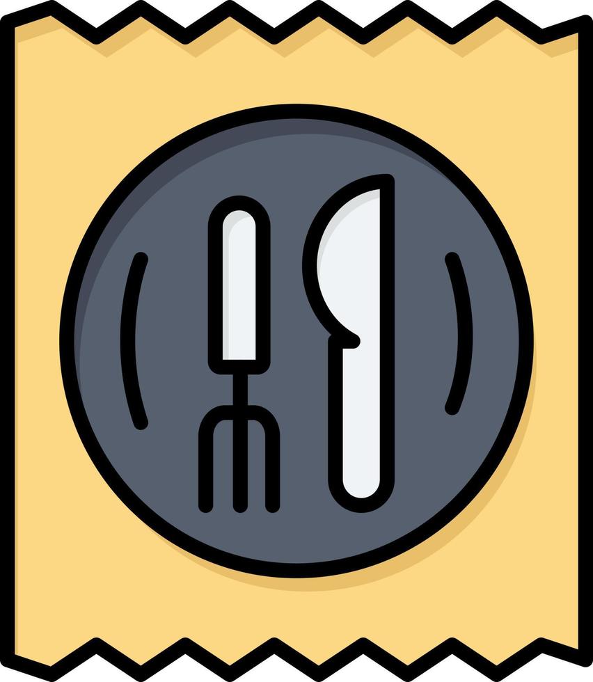 modelo de banner de ícone de vetor de ícone de cor plana de mesa de faca de hotel de almoço