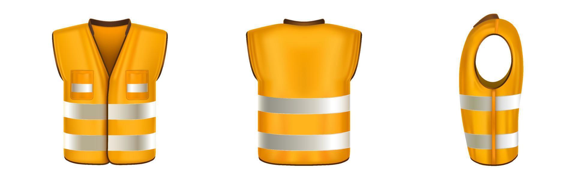 colete de segurança laranja com faixas refletoras vetor