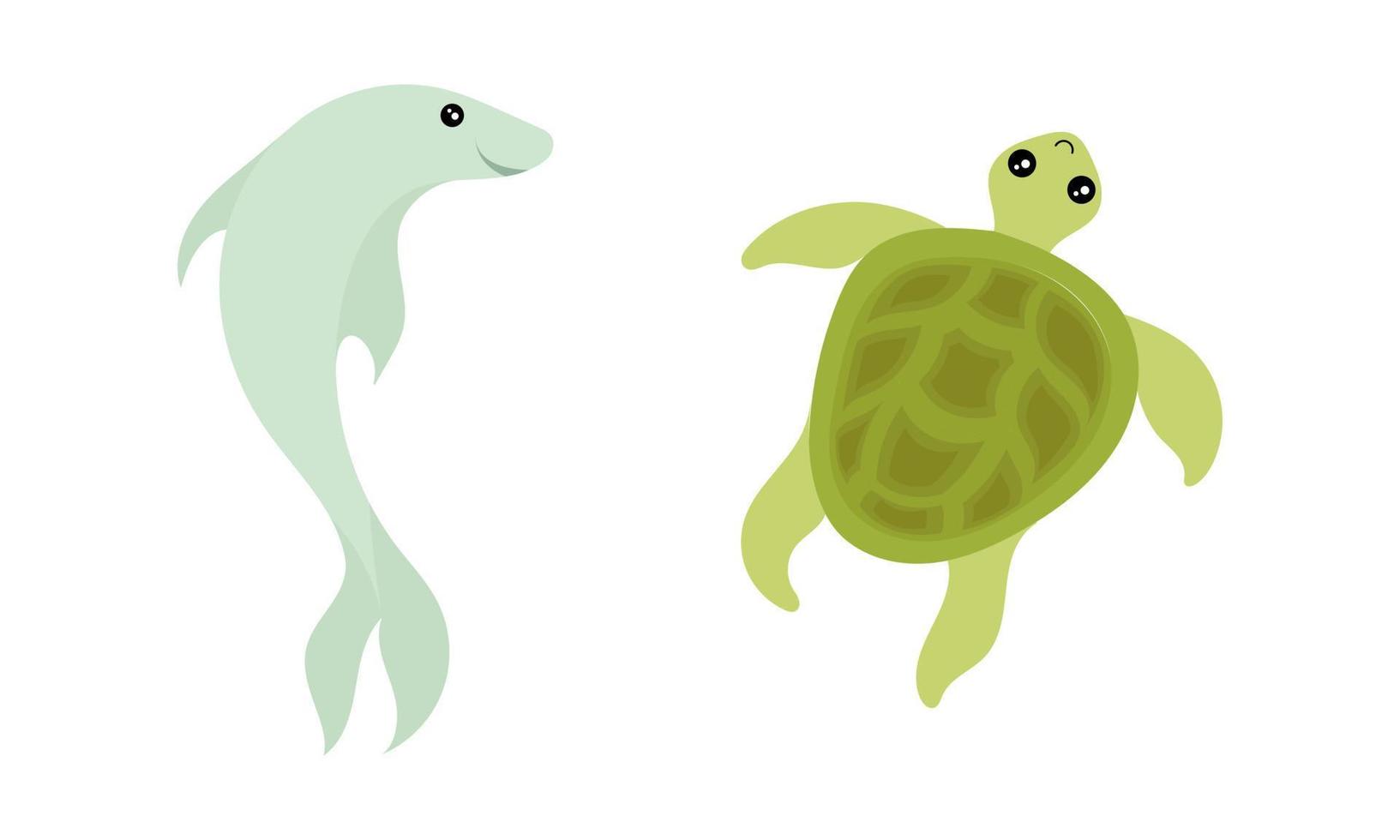 ilustração de golfinhos e tartarugas vetor