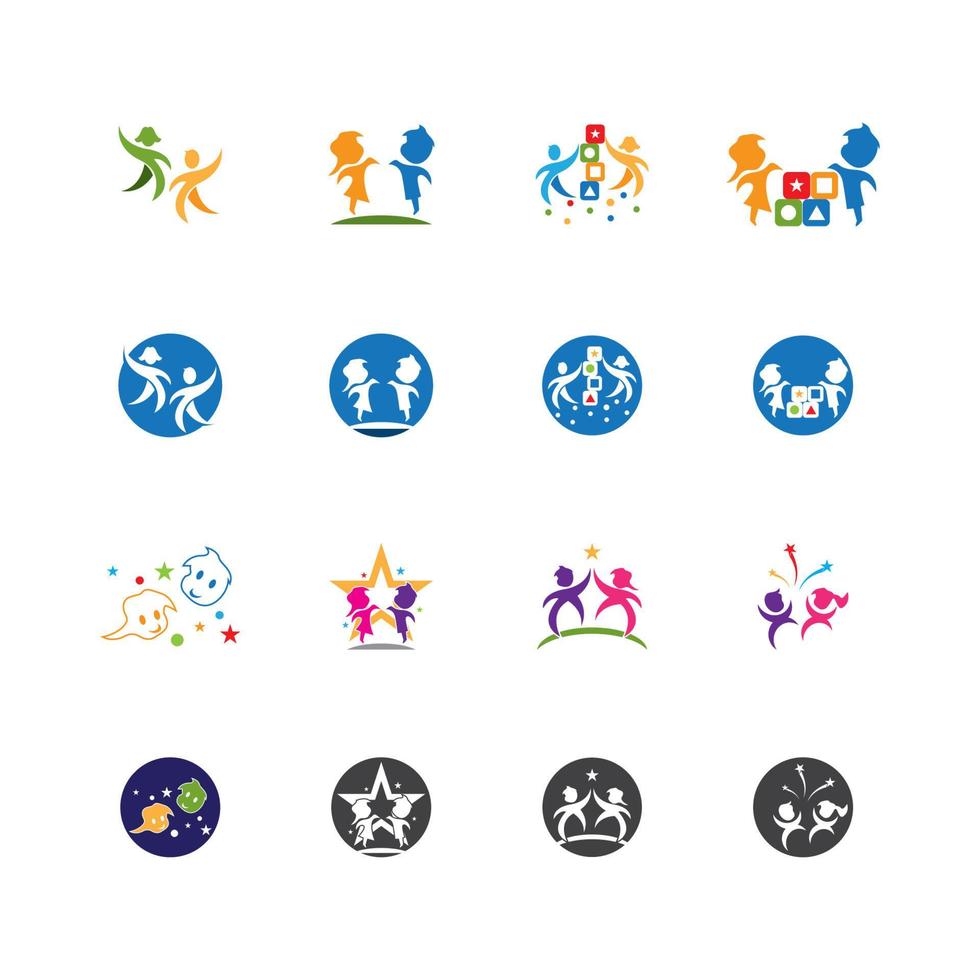 ilustração de modelo de vetor de logotipo de crianças felizes