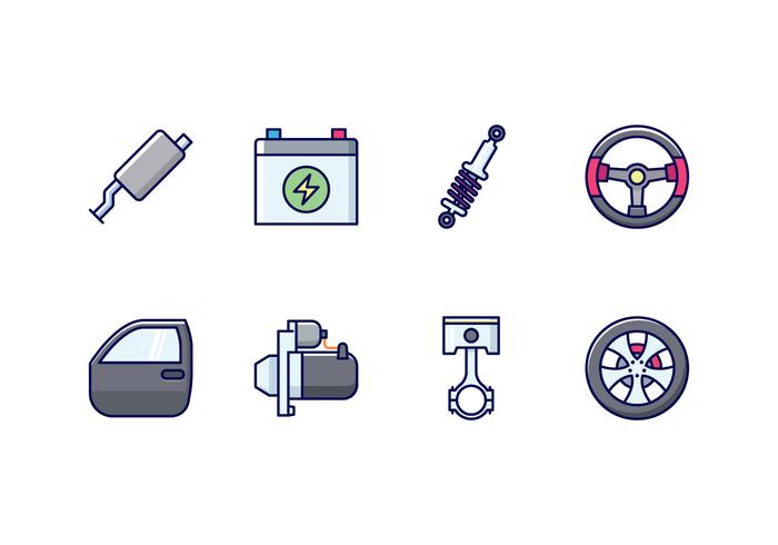 Conjunto de ícones de peças de automóvel vetor