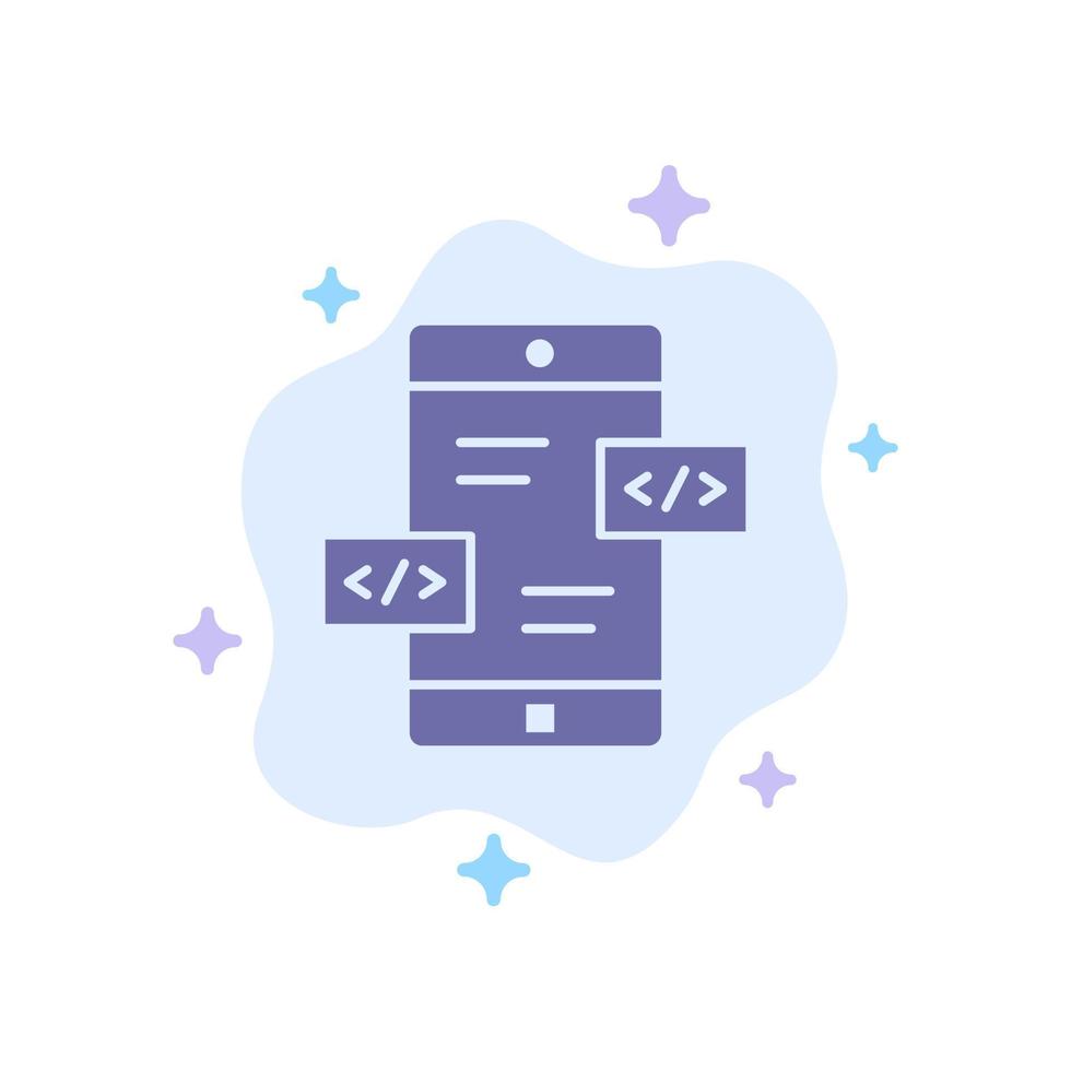 setas de desenvolvimento de aplicativos div mobile ícone azul no fundo da nuvem abstrata vetor