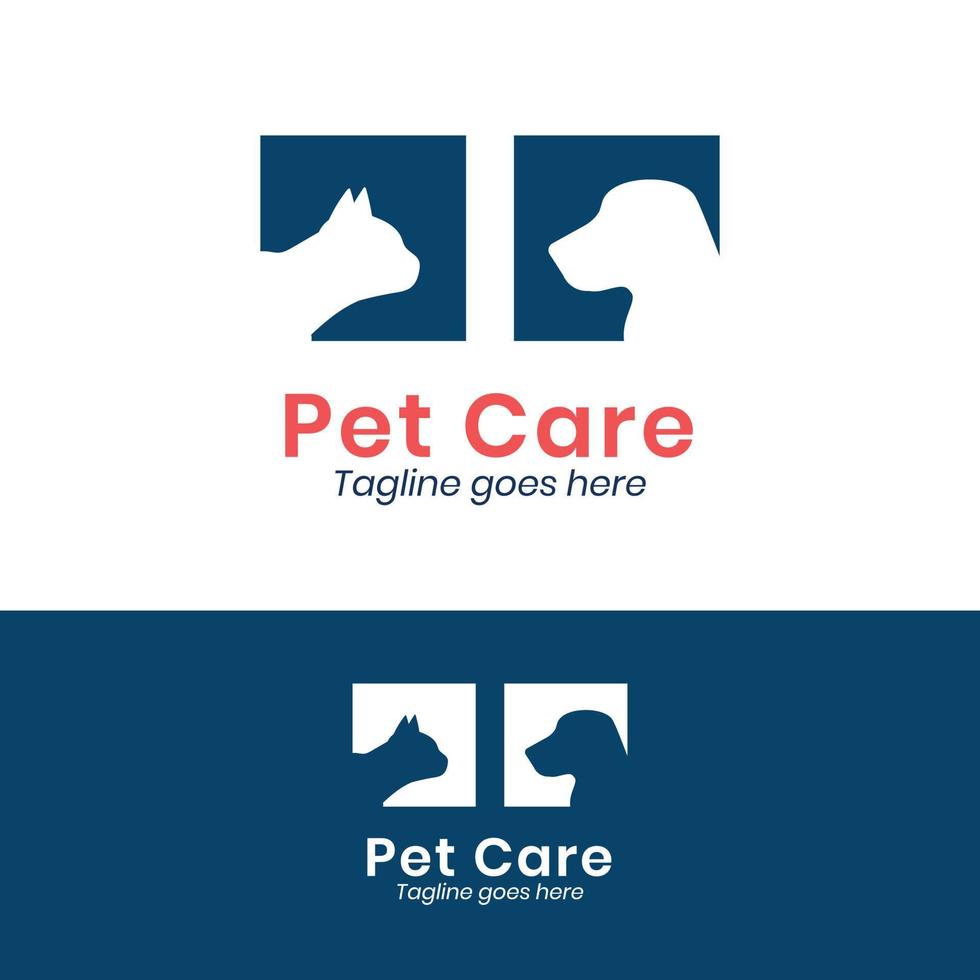 cão e gato cuidam do modelo de logotipo da loja de animais. vetor