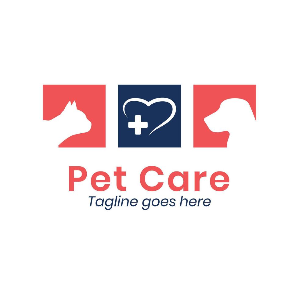 cão e gato cuidam do modelo de logotipo da loja de animais. vetor