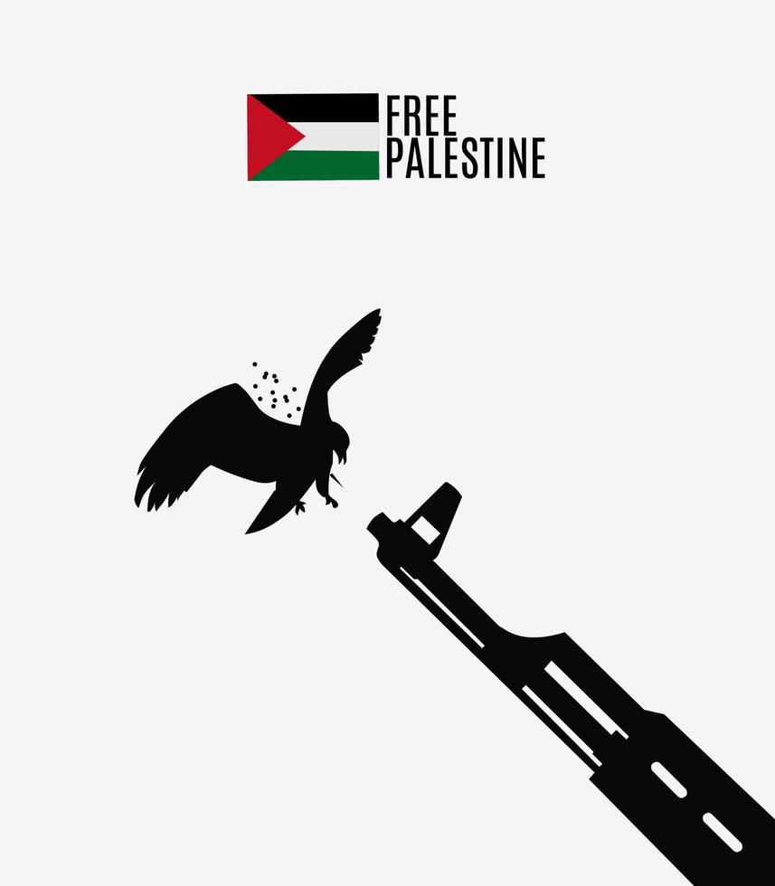 vetor de ilustração de pássaro e arma, salvar a palestina, salvar gaza, etc perfeito para impressão,