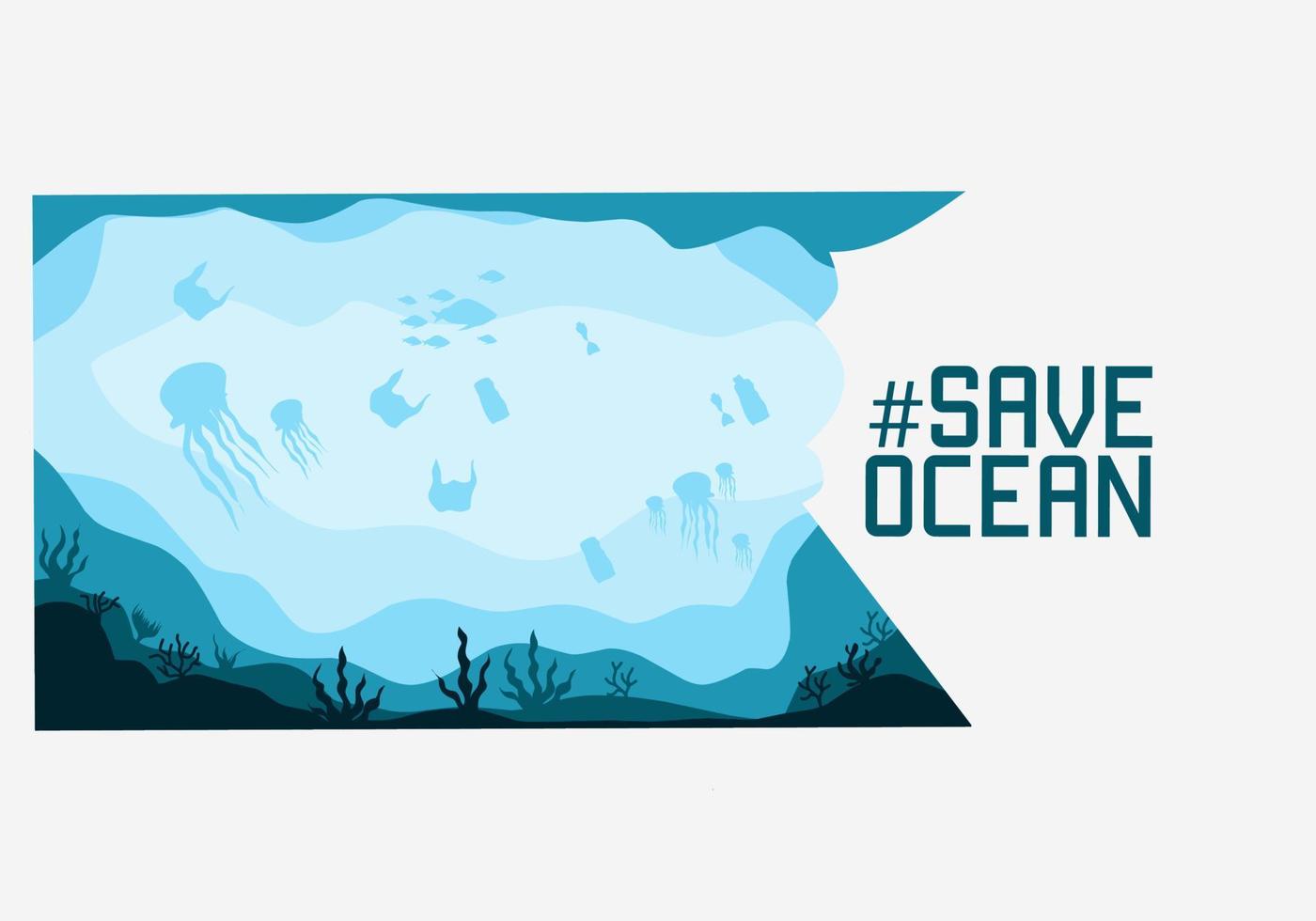 vetor de ilustração de salvar oceano perfeito para cartaz, campanha, etc.