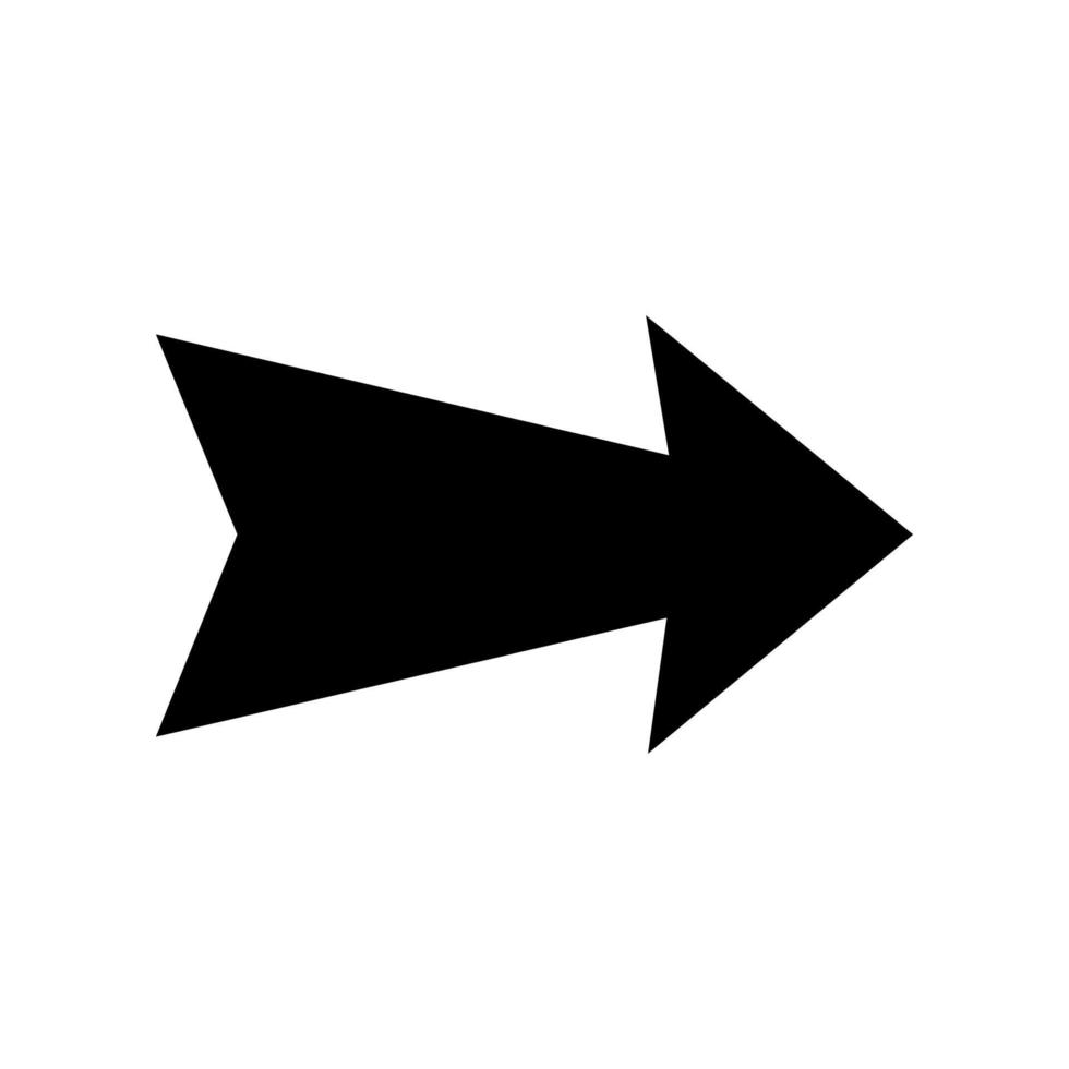 ícone de seta pontiaguda reta. ilustração de seta em vetor preto. ponteiro de direção preto