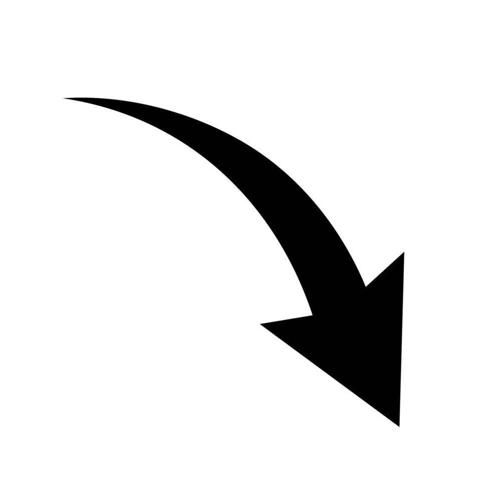 ícone de seta curva afiada. ilustração vetorial. seta arredondada preta. ponteiro de direção apontando para cima vetor