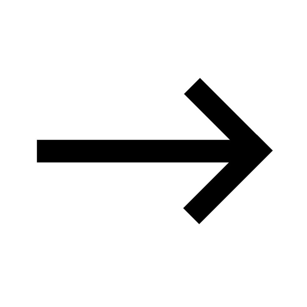ícone de seta reta fina. seta preta apontando para a direita. ponteiro de direção preto. ilustração vetorial vetor