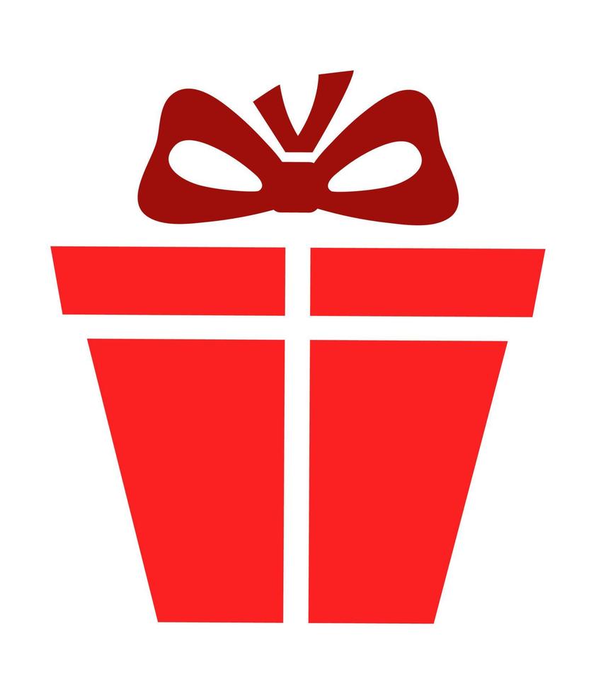 ícone plano de caixa de presente isolado. caixa de presente de natal com ilustração de arco. vetor elemento decorativo
