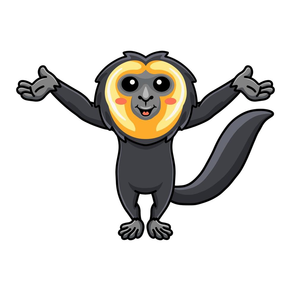 desenho animado de macaco saki bonitinho levantando as mãos vetor