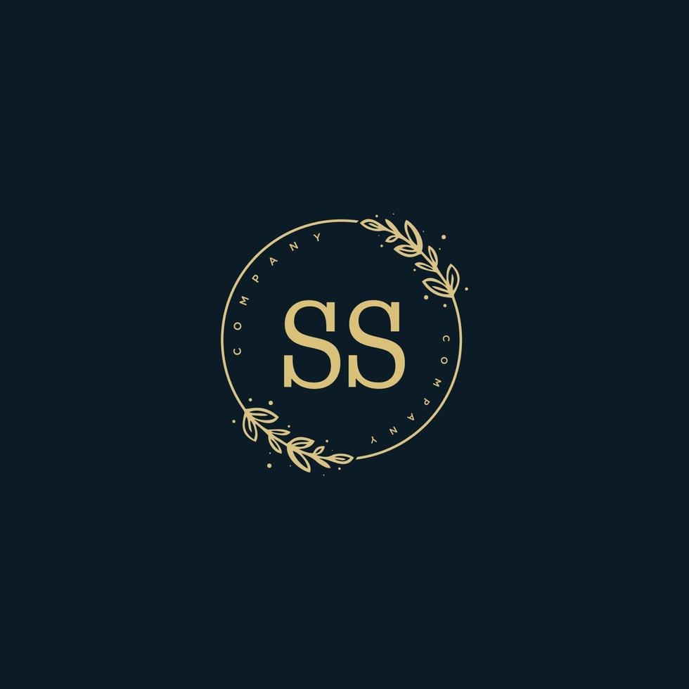 monograma de beleza ss inicial e design de logotipo elegante, logotipo de caligrafia da assinatura inicial, casamento, moda, floral e botânico com modelo criativo. vetor