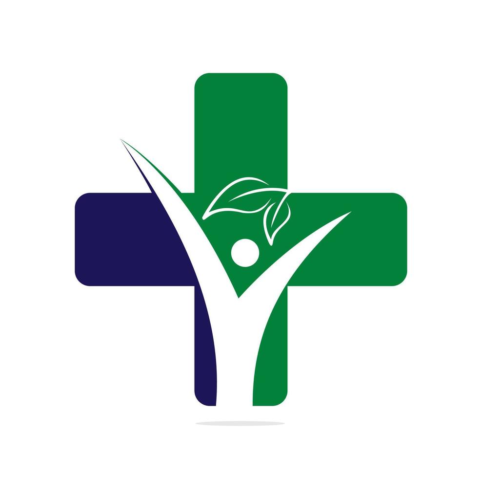 logotipo para a clínica, empresa farmacêutica. logotipo do conceito de saúde cruzada do médico de família, primeiros socorros. gabinete médico e de saúde. vetor