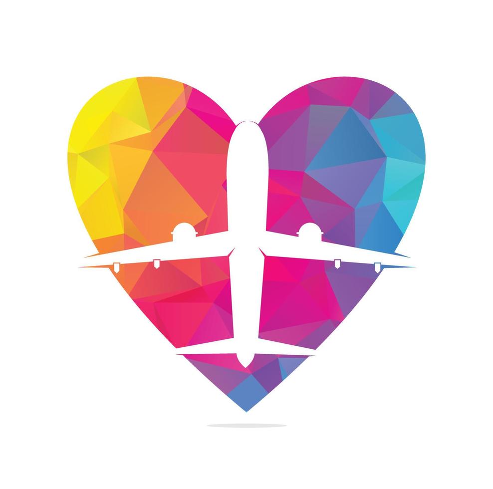 símbolo de avião de viagens com amor, designs de logotipo de viagens. vetor