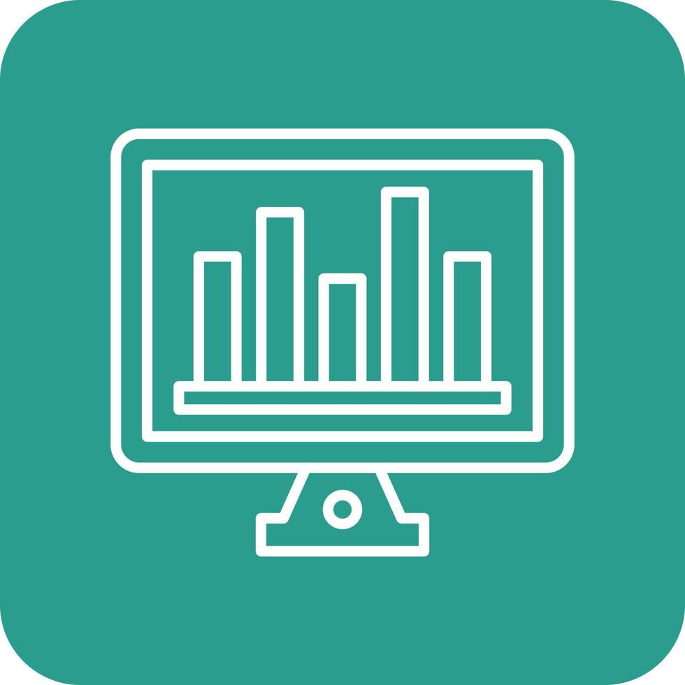 linha de gráfico de barras on-line ícones de fundo de canto redondo vetor