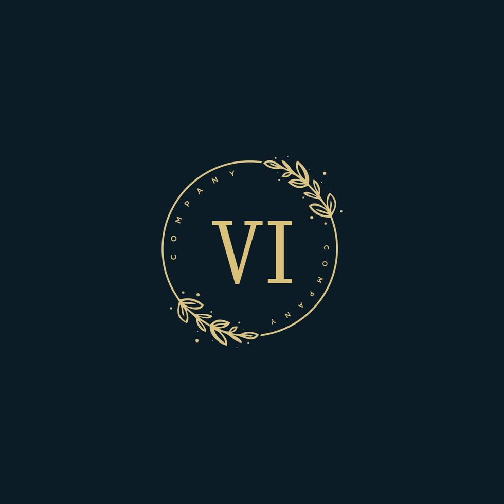 inicial vi monograma de beleza e design de logotipo elegante, logotipo de caligrafia da assinatura inicial, casamento, moda, floral e botânico com modelo criativo. vetor