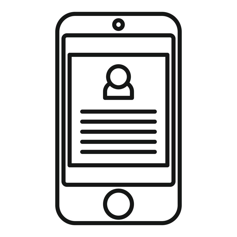 ícone de informações pessoais do smartphone, estilo de estrutura de tópicos vetor