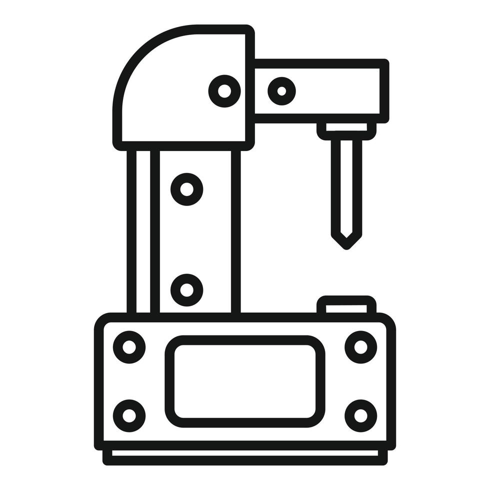 ícone da máquina de trituração de aço, estilo de estrutura de tópicos vetor