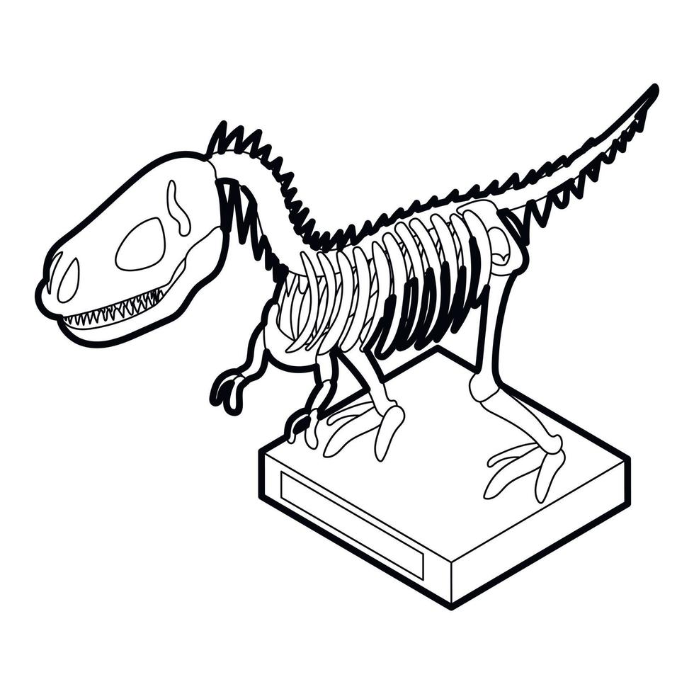 ícone de esqueleto de dinossauro, estilo de estrutura de tópicos vetor