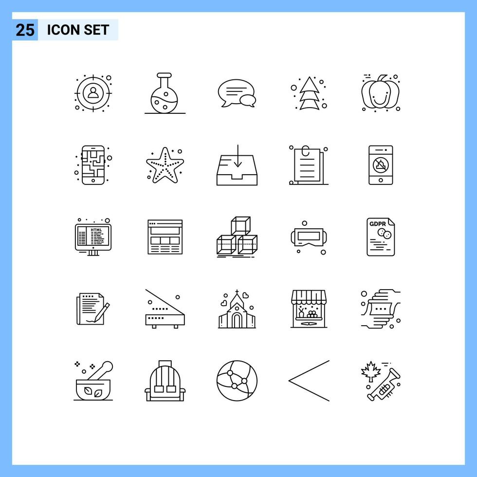 pacote de interface do usuário de 25 linhas básicas de setas de direção de comunicação de abóbora de comida elementos de design de vetores editáveis