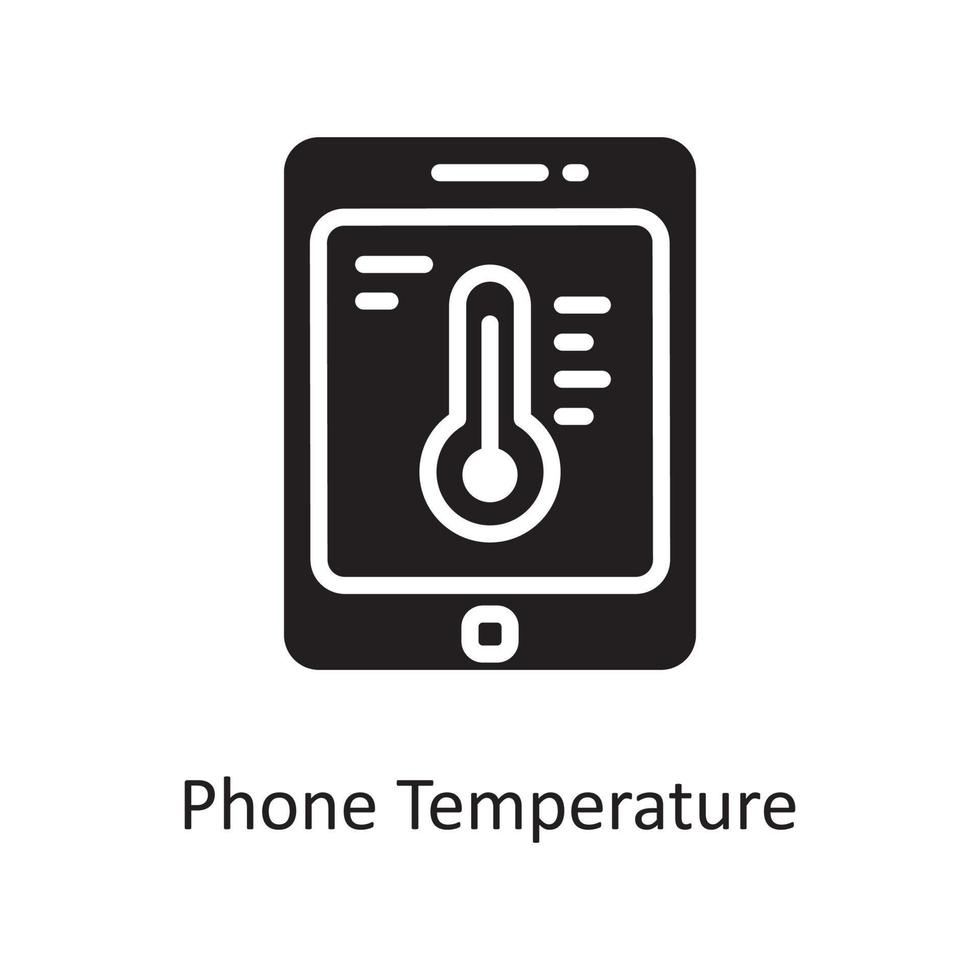 ilustração de design de ícone sólido de vetor de temperatura de telefone. símbolo de limpeza no arquivo eps 10 de fundo branco