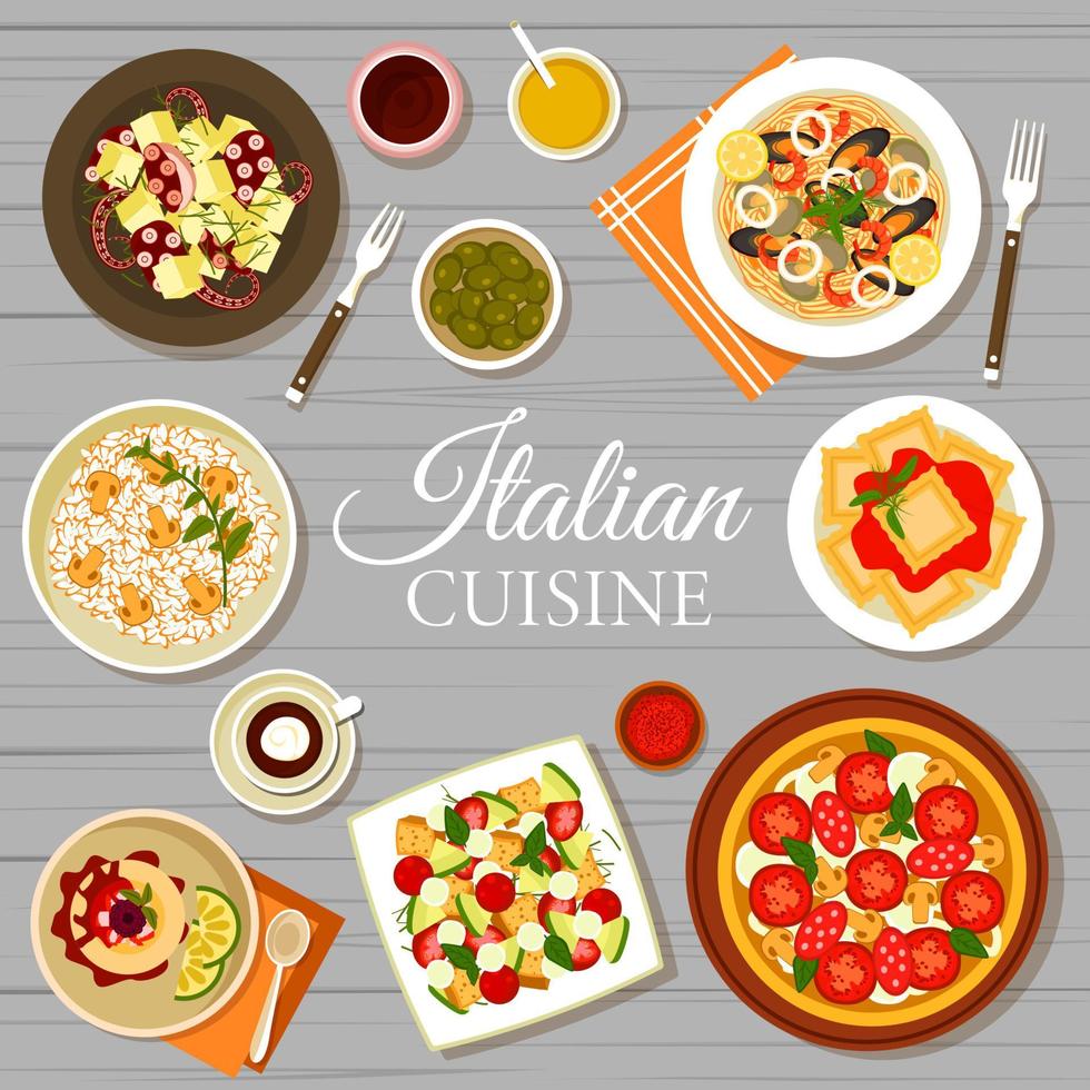 modelo de página de capa de menu de comida de cozinha italiana vetor