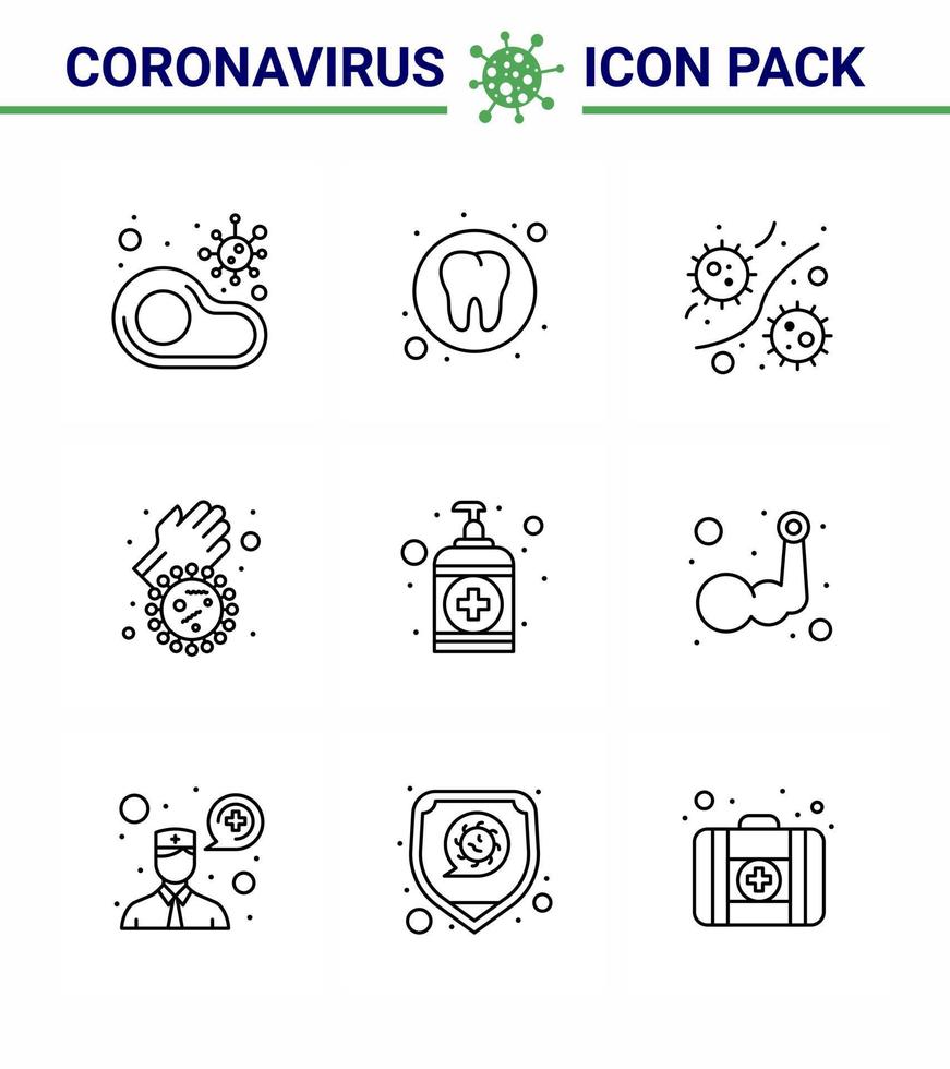 25 ícones de emergência de coronavírus design azul como bactérias covid vírus médicos micróbio coronavírus viral 2019nov doença vetor elementos de design