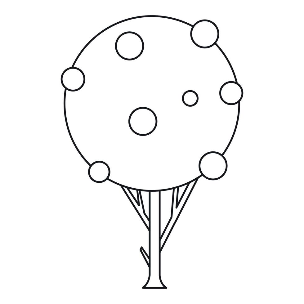 ícone de árvore frutífera, estilo de estrutura de tópicos vetor