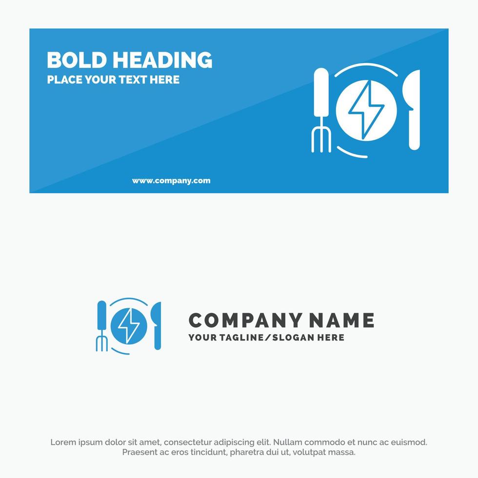 consumo energia jantar hotel ícone sólido banner do site e modelo de logotipo de negócios vetor