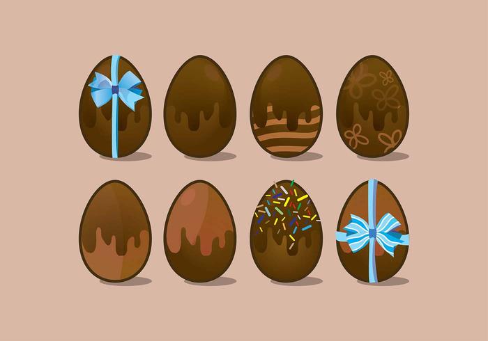 Chocolate ovos da páscoa ícone do vetor Variantes