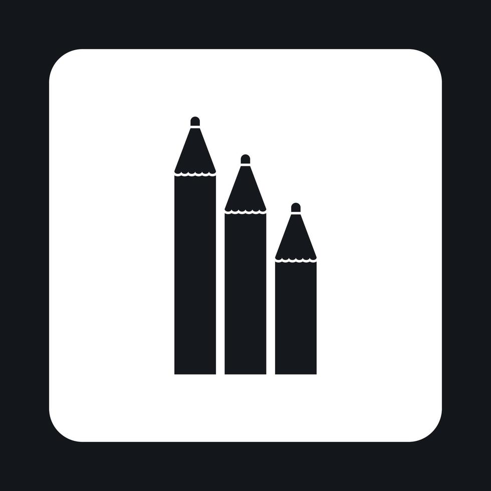 ícone de três lápis, estilo simples vetor