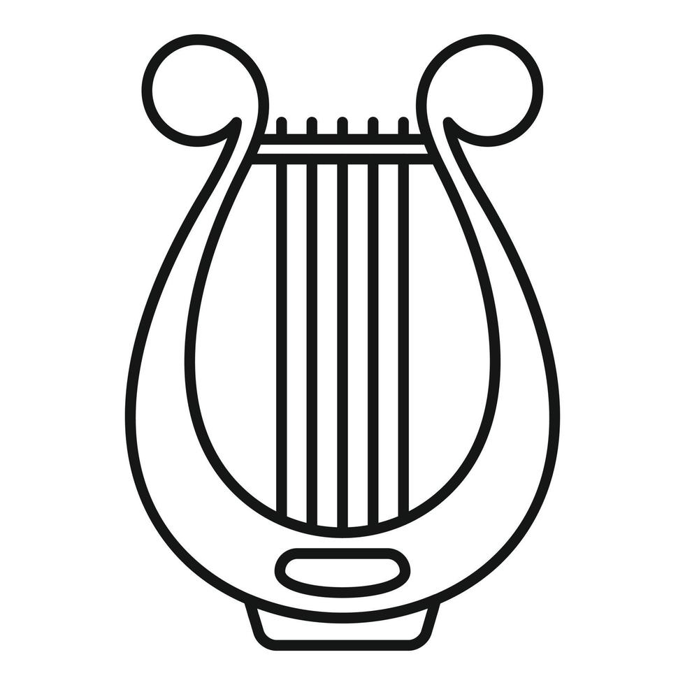 ícone de instrumento de harpa, estilo de estrutura de tópicos vetor