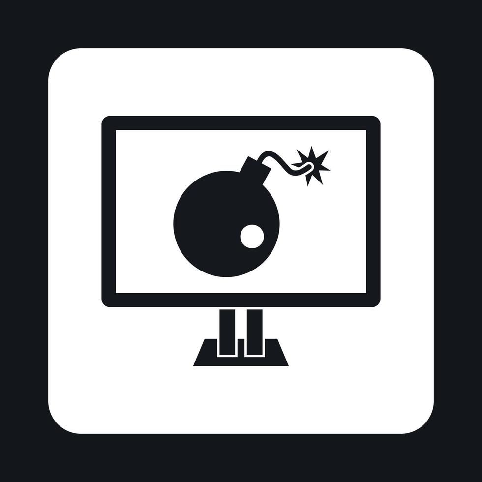 ícone de hacking de computador, estilo simples vetor