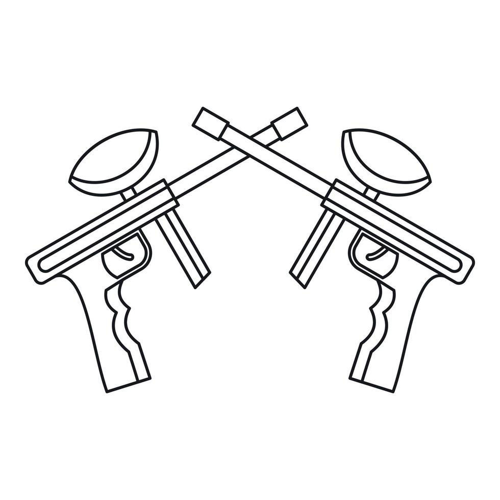 ícone de armas de paintball, estilo de estrutura de tópicos vetor