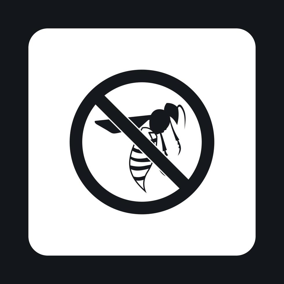 ícone de vespas de sinal de proibição, estilo simples vetor