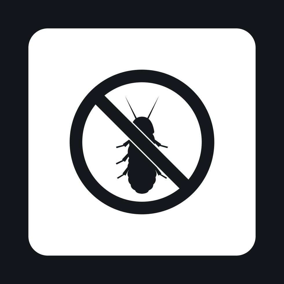 ícone de coleópteros de sinal de proibição, estilo simples vetor